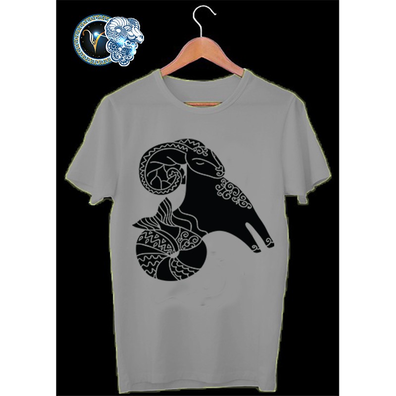 Áo thun Cotton Unisex - Cung Hoàng Đạo - Cung Bạch Dương - Biểu tượng cung bạch dương màu đen