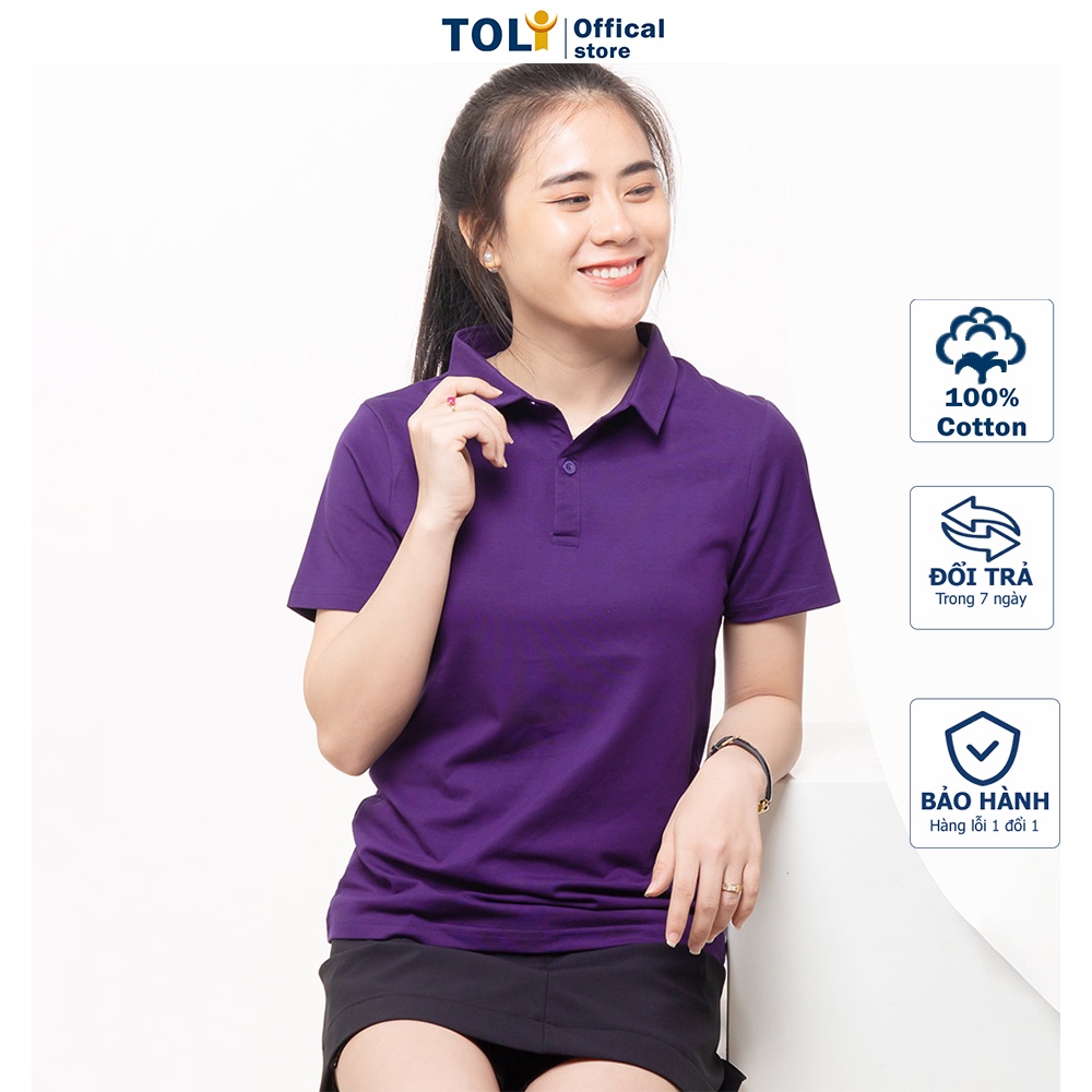 Áo thun nữ Cổ Sơ Mi (Cổ trụ) TOLI, chất cotton 4 chiều mềm mịn, co dãn Màu Tím