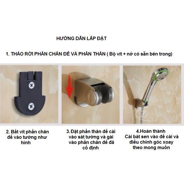 Đế cài sen tắm điều chỉnh góc, giá đỡ vòi hoa sen, giá treo vòi hoa sen