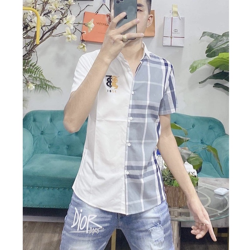 Áo sơ mi nam ngắn tay vải lụa kate mềm mịn cao cấp