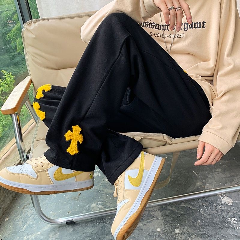 Quần Thể Thao Dây Rút Ống Rộng Màu Trắng Phong Cách Đường Phố Harajuku 2023 Mới Cho Nam Nữ