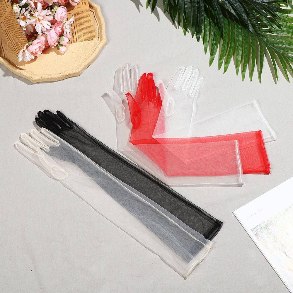 EUCA 1 Đôi Găng Tay Vải Tuyn Xỏ Ngón Siêu Mỏng Cho Cô Dâu