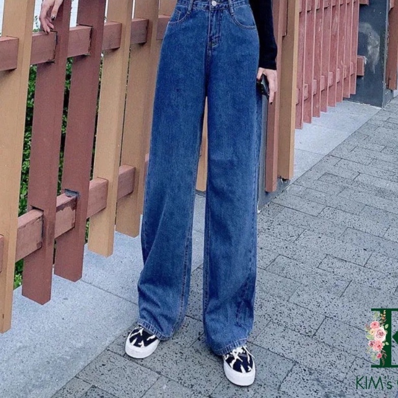 NEW Bigsize  Quần Ống Suông Nữ - Lưng Siêu Cao / Jean Ống Rộng đẹp. Đen,Xanh, Sáng, Xám Rách Gối. Dài 1m05