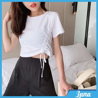 Áo phông nữ LaNa chất thun co dãn cao cấp, phối dây rút eo ôm body tôn dáng phong cách ulzzang Hàn Quốc C08