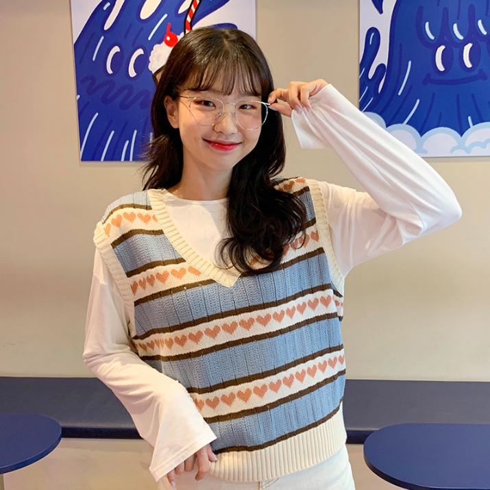 Áo len cổ chữ V đơn giản thời trang Hàn Quốc cho nữ