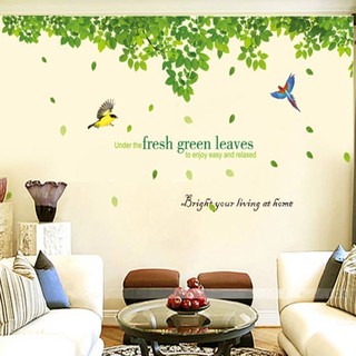 Decal dán tường tán lá xanh