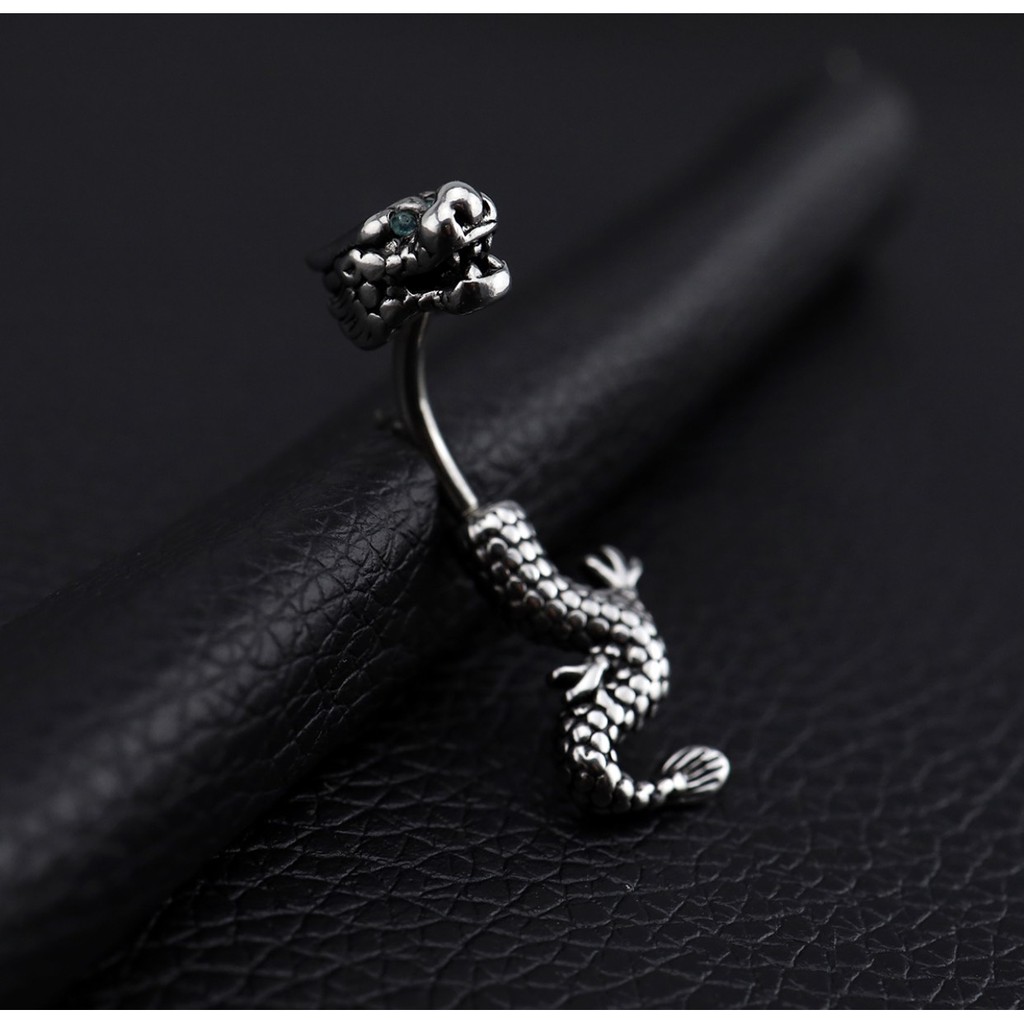 khuyên rốn hình con rồng cá tính - khuyên thép ko gỉ