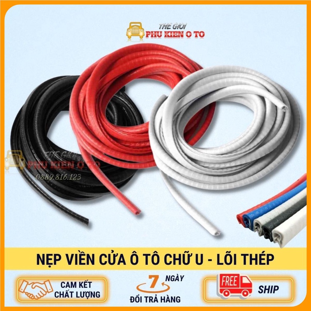 Nẹp viền cửa chữ U lõi thép, Gioăng Cao Su chống va đập - chống chầy xước cánh cửa ô tô