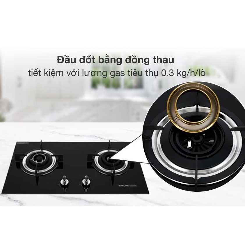 Bếp ga âm Sakura SG-2525GB-Chính hãng trưng bày+Tặng dây gas-bếp bền tốt tiết kiệm gas