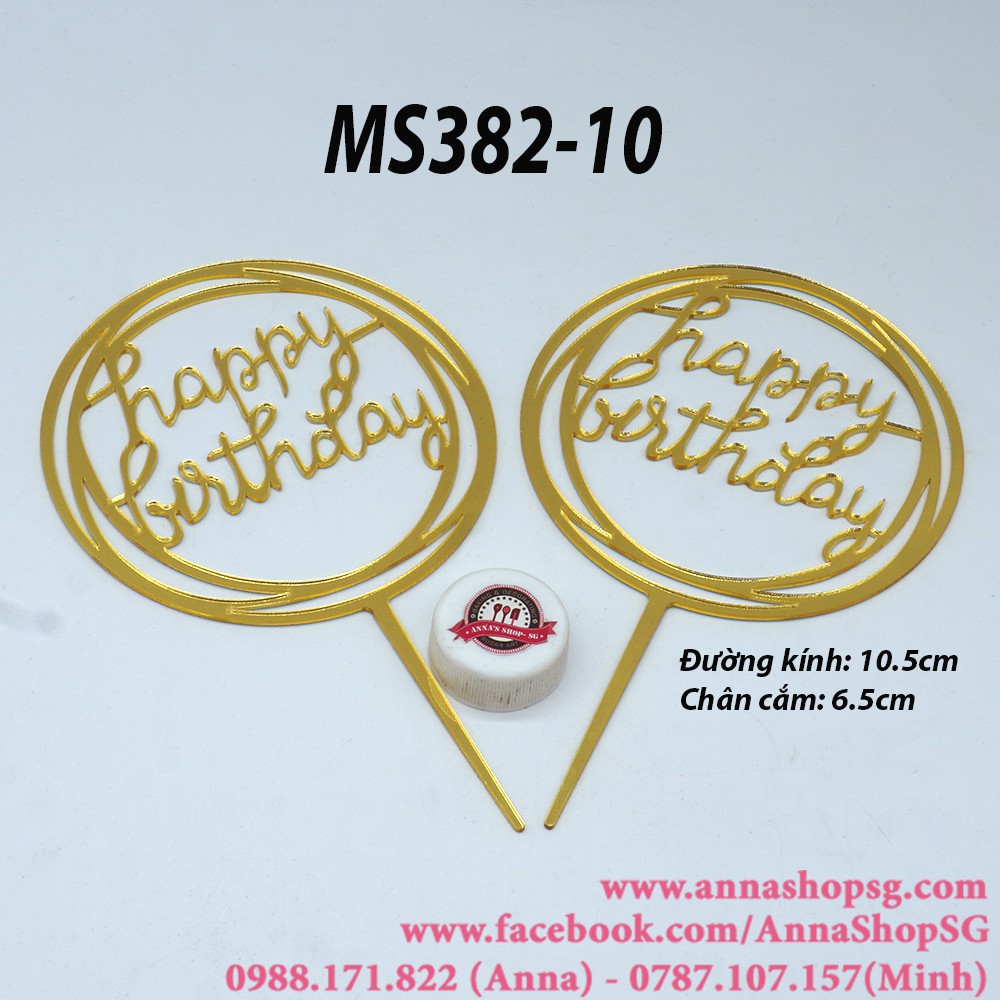 QUE CẮM HAPPY BIRTHDAY TRÒN 2 VIỀN MS382-10