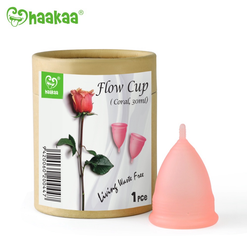 Cốc nguyệt san thân ngắn Flowcup Haakaa. Chất liệu silicone cao cấp, an toàn. Không chứa BPA, PVC và phthalate