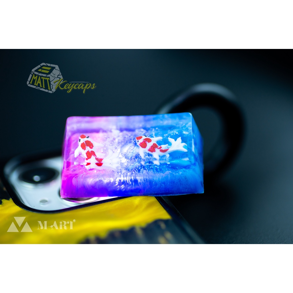 Keycap artisan cá koi 2U trang trí bàn phím cơ
