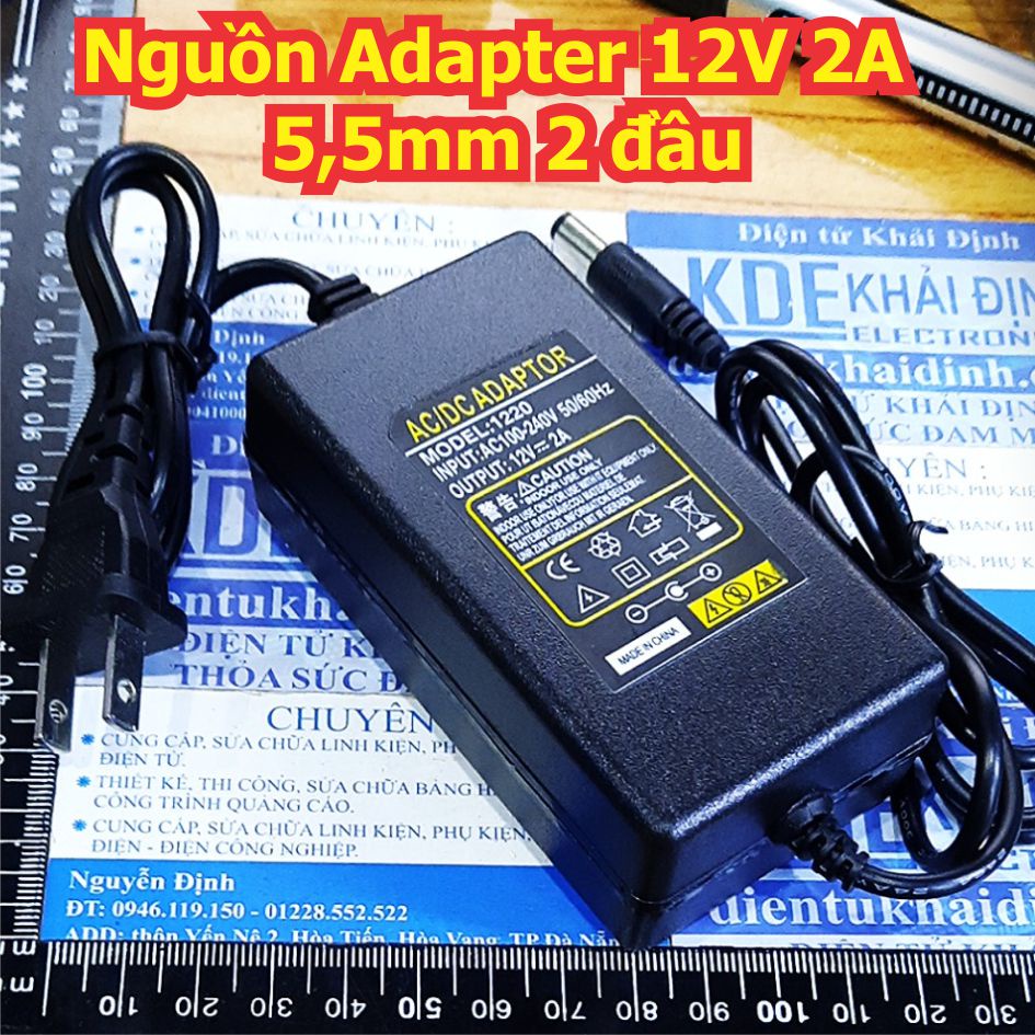 Nguồn Adapter 12V 2A 5,5mm, đầu AC kéo dài kde1618