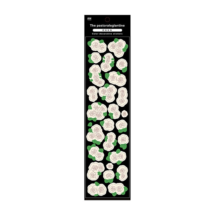 Set 2 tấm hình dán hoa hồng lấp lánh trang trí sổ lưu niệm