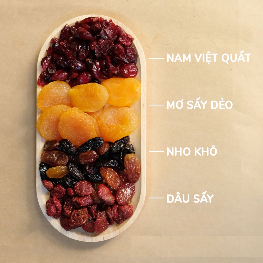 Trái cây sấy dẻo Yourshop - Mơ, Dâu tây, Nho, Nam việt quất - Mixfruit