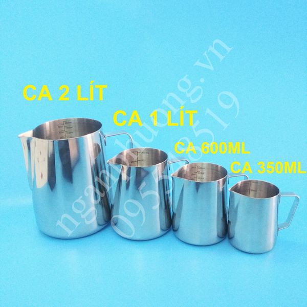 Dụng Cụ Pha Chế - Ca Đánh Sữa inox cao cấp 350ml có vạch chia