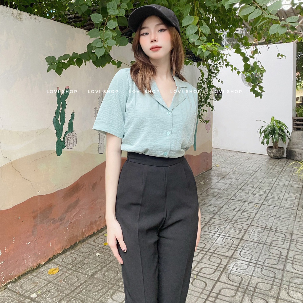 Quần baggy lưng vải khóa kéo hông