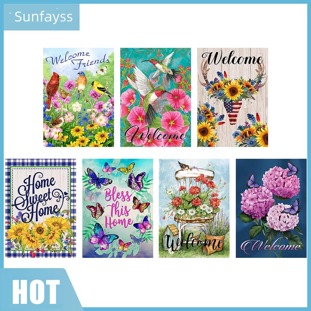 Tranh đính đá toàn bộ hình hoa và động vật và chữ tiếng anh