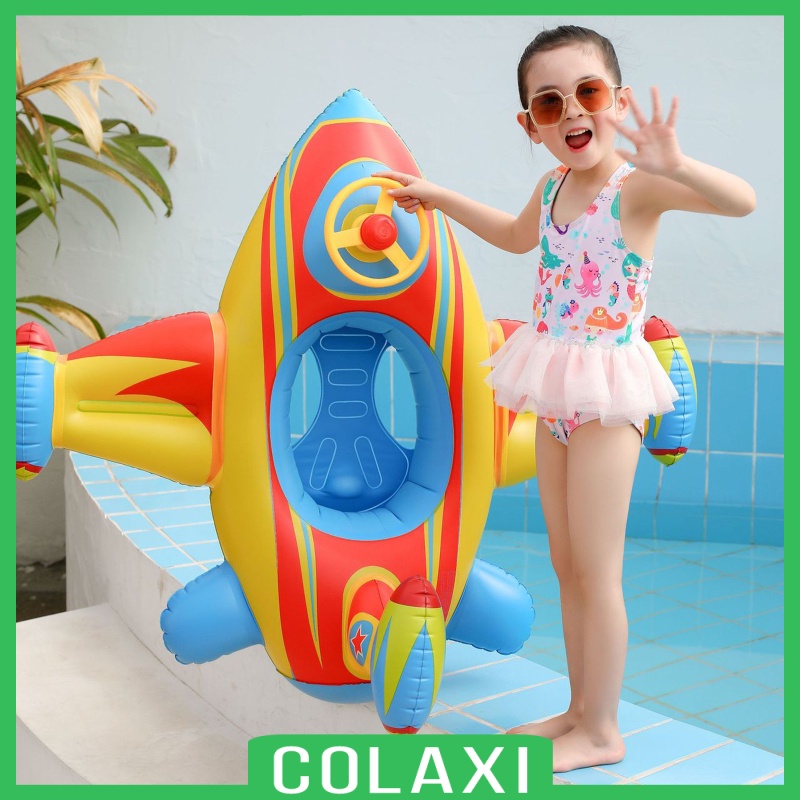 [COLAXI]Airplane Float Pool Swimming Inflatable Kids Seat Steering Wheel Party