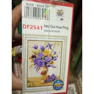 Tranh đính đá bình hoa hồng tím df2541-57x75cm