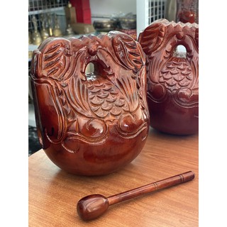 Mõ tụng kinh gỗ mít 23cm (bộ gồm mõ và dùi)