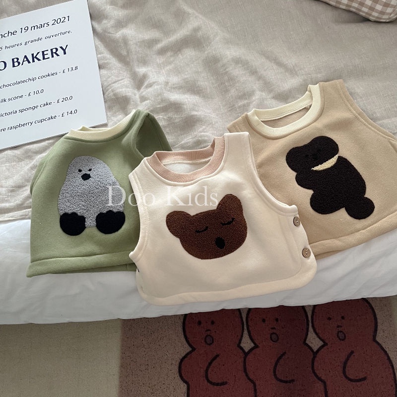 Áo Khoác Lót Nhung Giữ Ấm Phong Cách Ins Hàn Quốc Dễ Phối Đồ Cho Bé Sơ Sinh