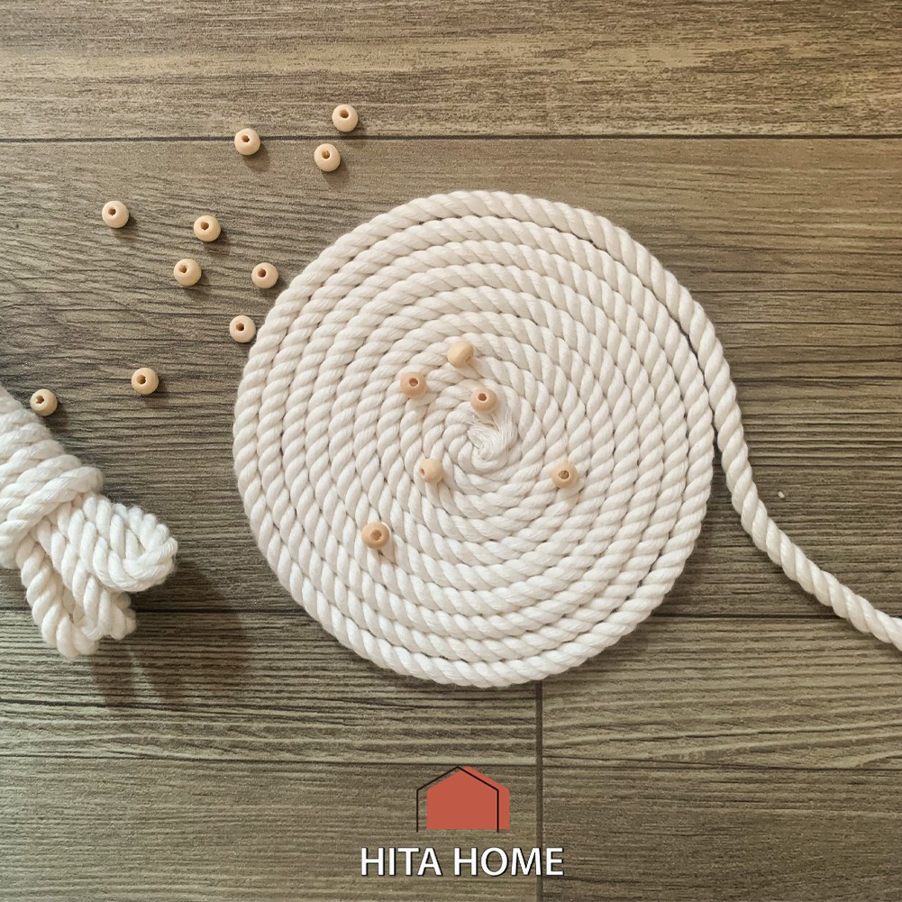 Dây thừng macrame màu kem sữa để thắt kệ, mành treo tường... làm đồ DIY, handmade, thủ công