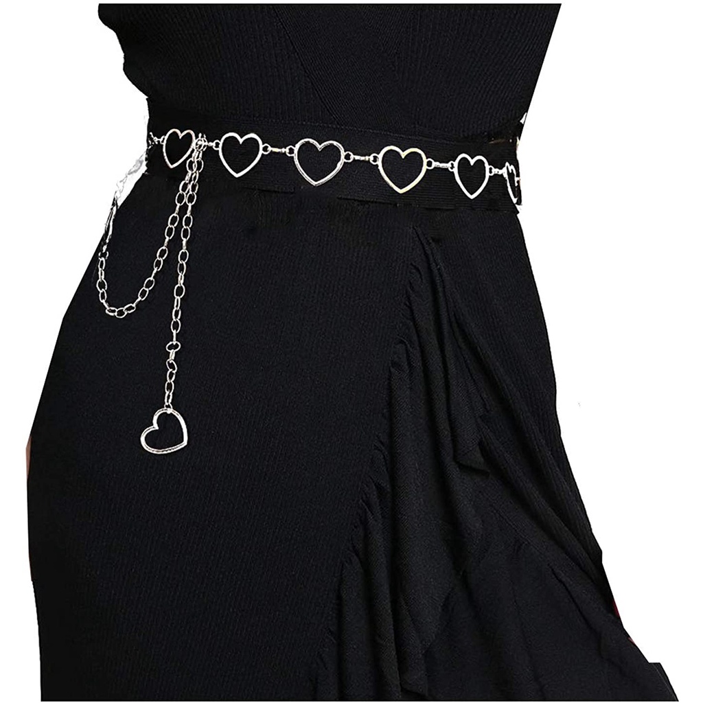 SmileFairyCC【COD &amp; Hàng Có Sẵn】Thắt Lưng Dây Xích Hình Trái Tim 1010Cm Phong Cách Hip Hop Thời Trang Cho Nữ