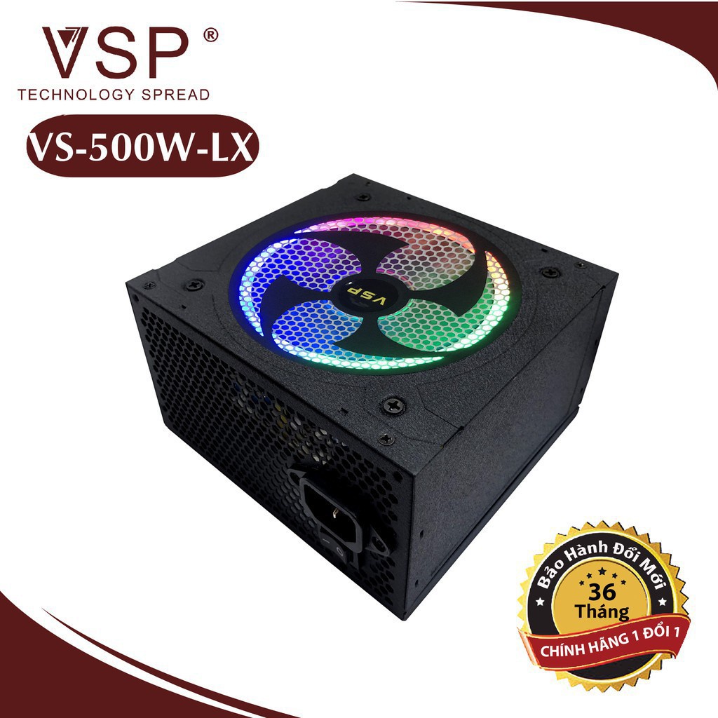 Nguồn VISION 500W LED ATX Chính hãng (2x4+4pin 6+2pin). Vi Tính Quốc Duy