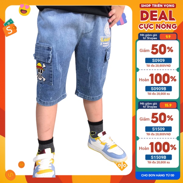 Quần bò cho bé trai, quần jean lửng KD KIDS, size đại cho bé 14 kg đến 26 kg