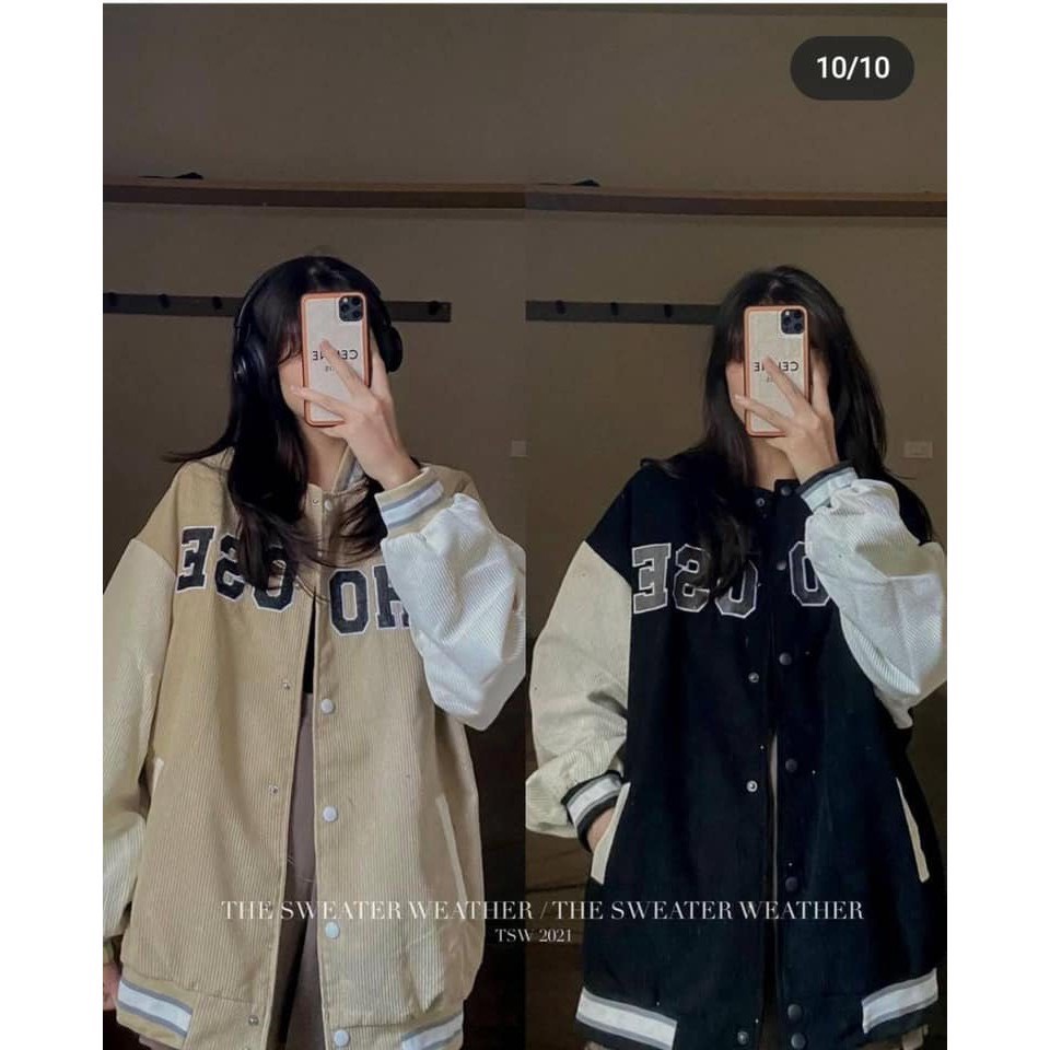 Áo Khoác Nữ, Áo Khoác Bomber Choose Nỉ Nhung Phối Tay Hot Hit | BigBuy360 - bigbuy360.vn