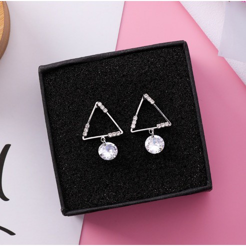 Bông Tai Mạ Bạc Tam Giác Đá Zicon Cao Cấp