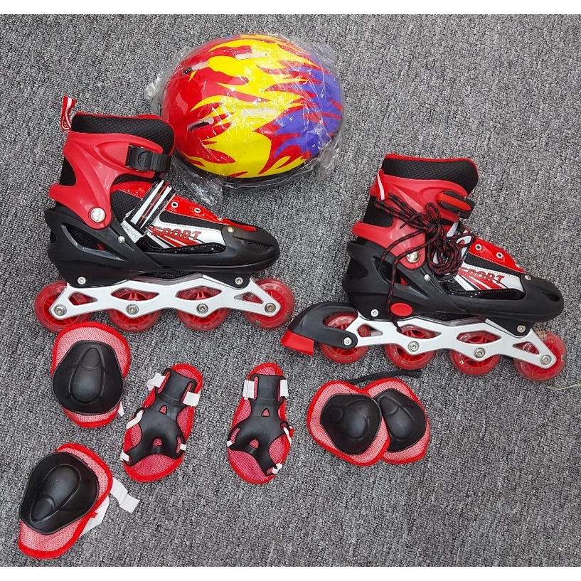 [SẴN CÓ]Giày Patin kid Sport cho bé từ 3 đến 12 tuổi, bánh phát sáng, điều chỉnh size to nhỏ