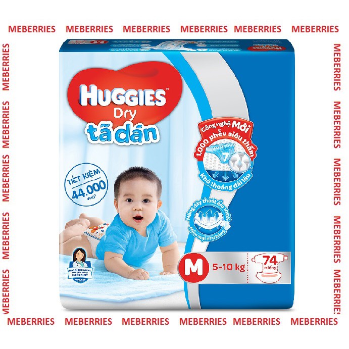 Tã dán Huggies M74/l68/XL62