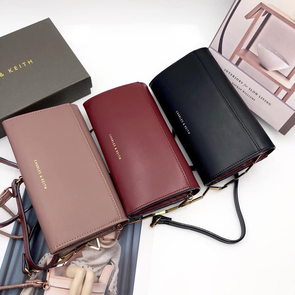 TÚI CHARLES & KEITH METAL DETAIL PUSH-LOCK WALLET