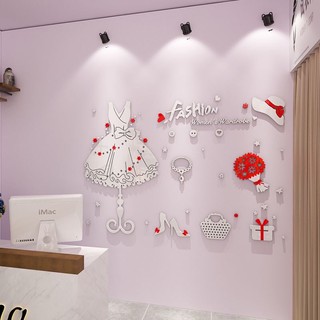 Decal dán kính, dán tường phụ kiện trắng trang trí shop phụ kiện, thời trang