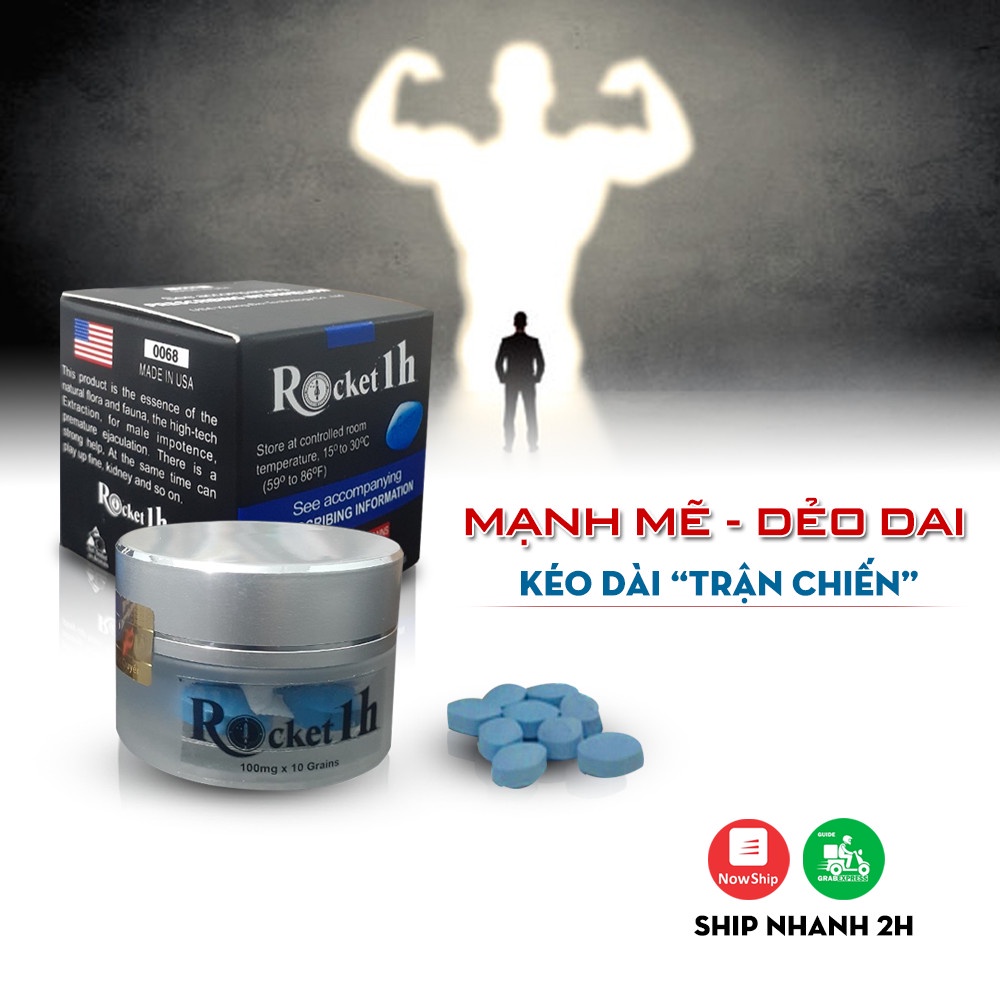 Rocket 1h Tăng Cường Sính Lý, Bổ Thận Tráng Dương- Kéo Dài Tới 1H + Tặng Bao Cao Su Durex Performa