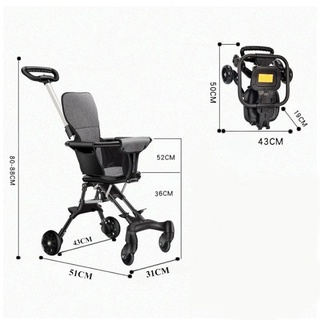 Xe đẩy du lịch gấp gọn 4 bánh khung kép đẩy 2 chiều