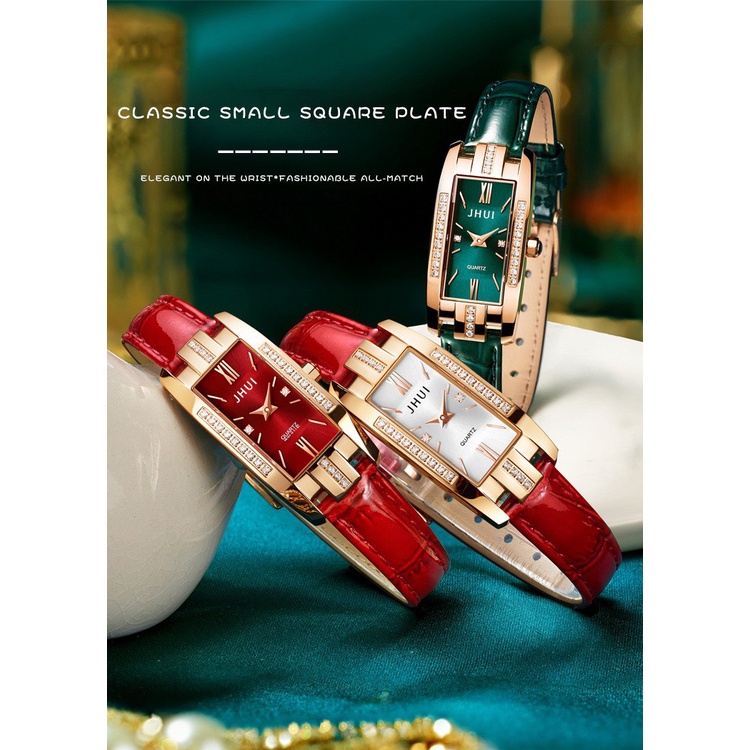 Đồng hồ thời trang nữ Jhui JHU859 kiểu mới dây da mềm êm tay | BigBuy360 - bigbuy360.vn