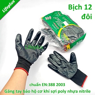 Mua Combo 12 đôi Găng tay bảo hộ cơ khí phủ nhựa Nitrile đạt chuẩn EN 388:2016