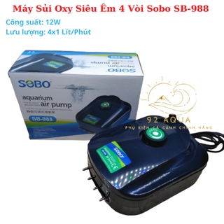 Máy Sủi Oxy Siêu Êm 4 Vòi Sobo SB-988 (12W-4x4Lít/Phút) - Máy Sủi Oxy Cho Bể Cá