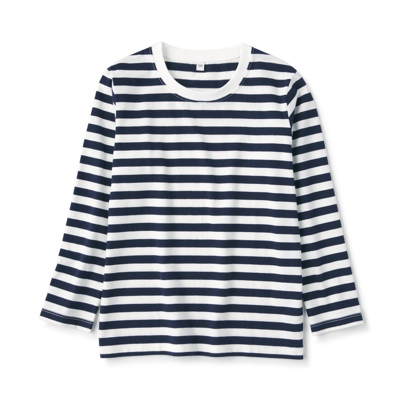 Muji Áo Thun Vải Jersey Cổ Tròn Dài Tay-Trẻ Em