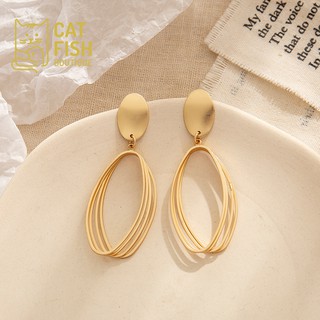 Bông tai nữ mạ vàng hình ellipse