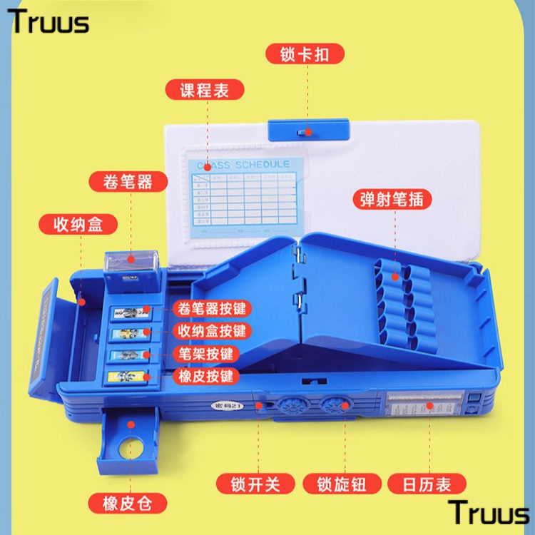 Túi Đựng Bút Chì 1 / 6 Ngăn Bằng Nhựa Thiếc Hai Lớp Đa Năng Cho Học Sinh Tiểu Học Nam Nữ