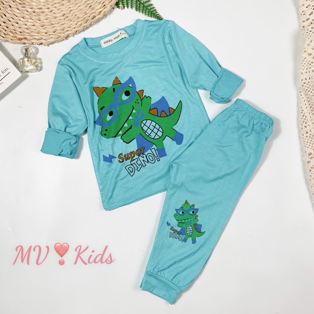 [SALE] Bộ Quần Áo Bé Gái, Bé Trai Minky Mom Vải Thun Lạnh Động Vật Dễ Thương, Bộ Dài Tay Cho Bé Mặc Thu Đông MKMTD2169