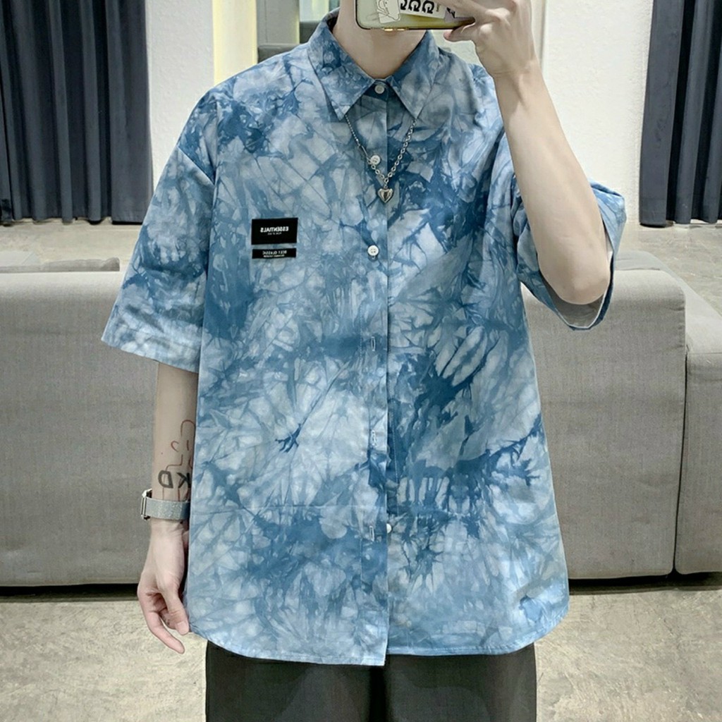 Áo sơ mi loang màu Essential nổi bật độc đáo họa tiết dark sky giá rẻ chất lượng xu hướng giới trẻ hiện nay