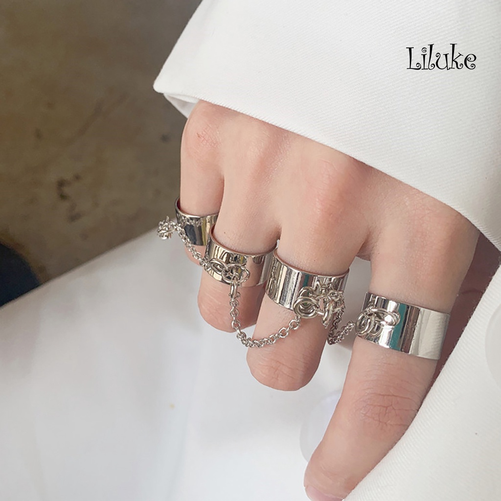 Nhẫn Hợp Kim Đính Đá Nhiều Lớp Phong Cách Hip Hop Thời Trang Cho Nữ