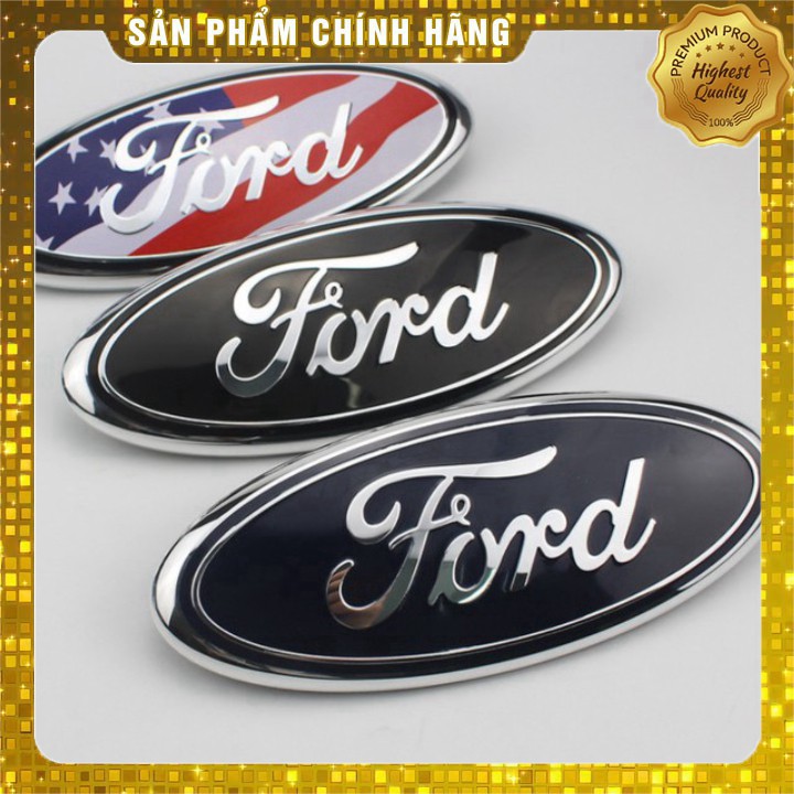 Logo biểu tượng truớc xe FORD Kích thước 23cm*9cm: Mầu Đen, Xanh và Lá Cờ Mỹ AD