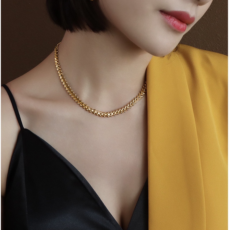 Dây Chuyền Hoặc Lắc Tay Hình Lá Titan Ko Han Rỉ TT 3950