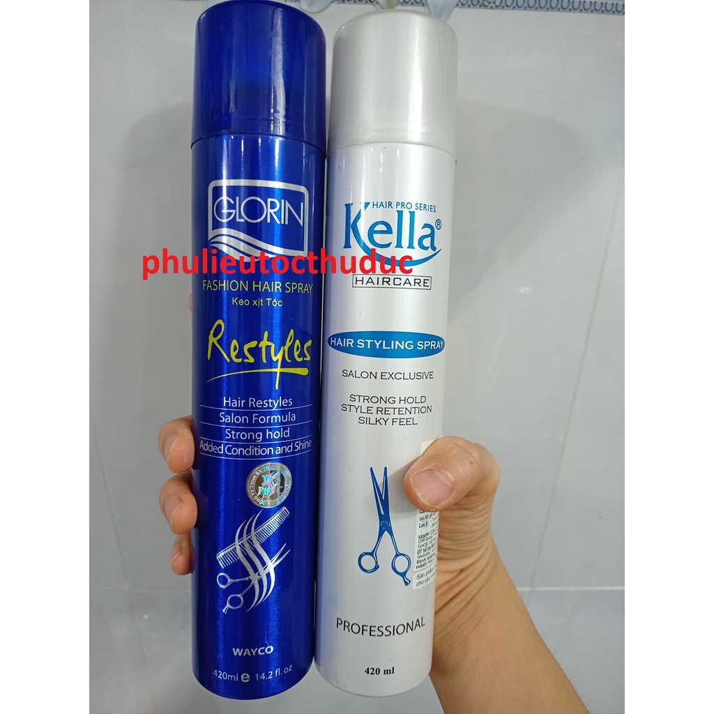 Keo xịt cứng tóc Glorin/ Kella dùng để cố định tóc trang điểm dự tiệc, trang điểm cô dâu - Phụ liệu tóc Thủ Đức